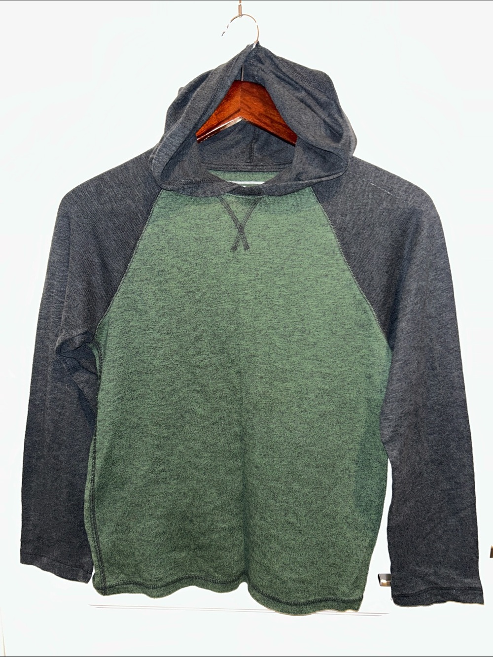 Boys Size L urban pipeline Green and Charcoal Hooded Shirt